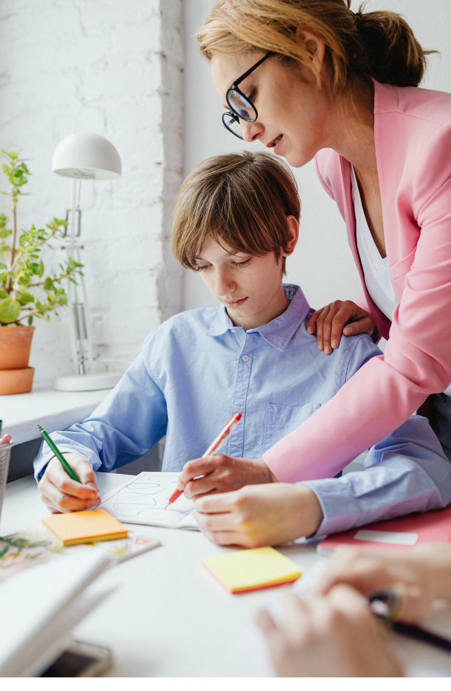 Tutor helping student with homework