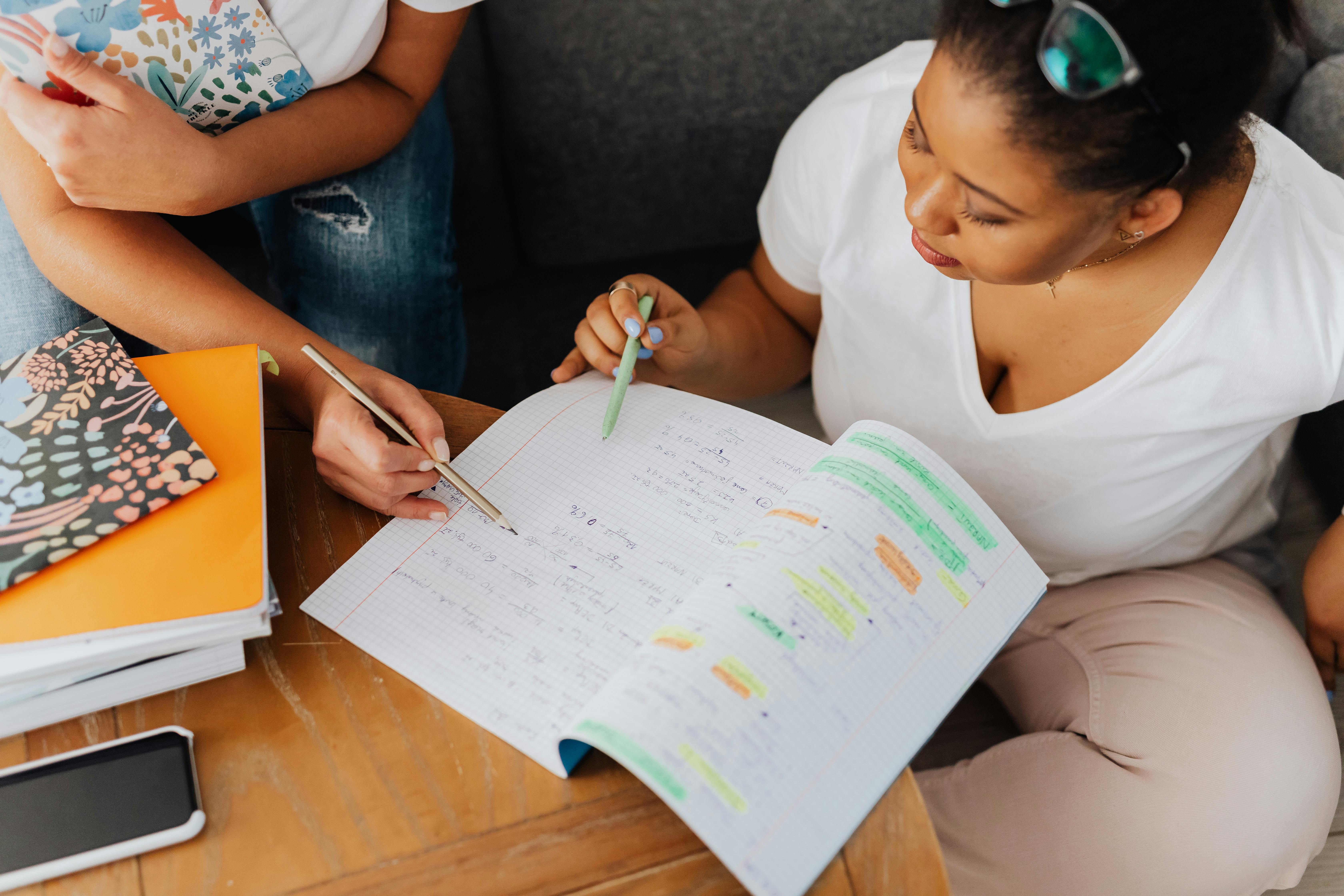 Tutor and student working together